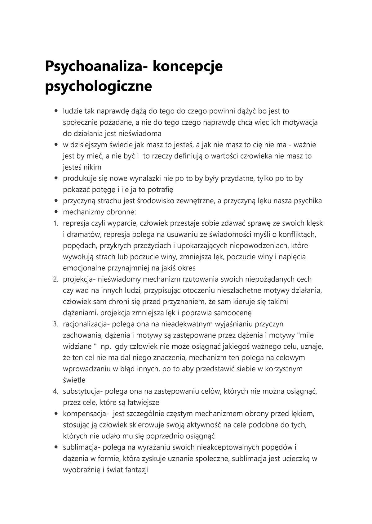 Psychoanaliza- Koncepcje Psychologiczne - Psychoanaliza- Koncepcje ...