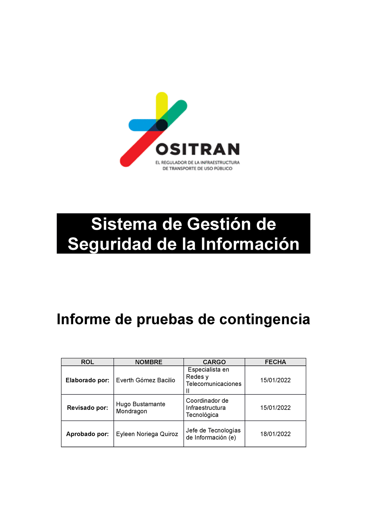 SGSI.PL.01-F-03 Informe De Contingencias V2 - Sistema De Gestión De ...