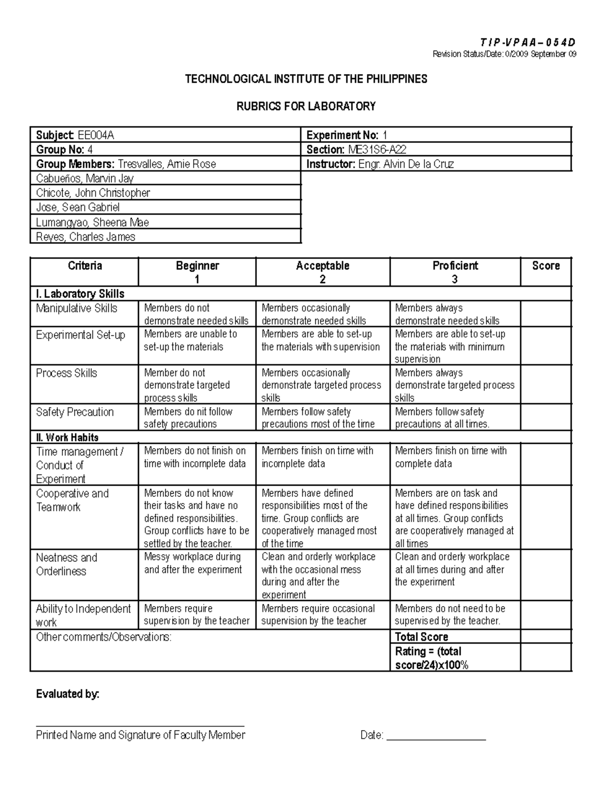 group 4 experiment