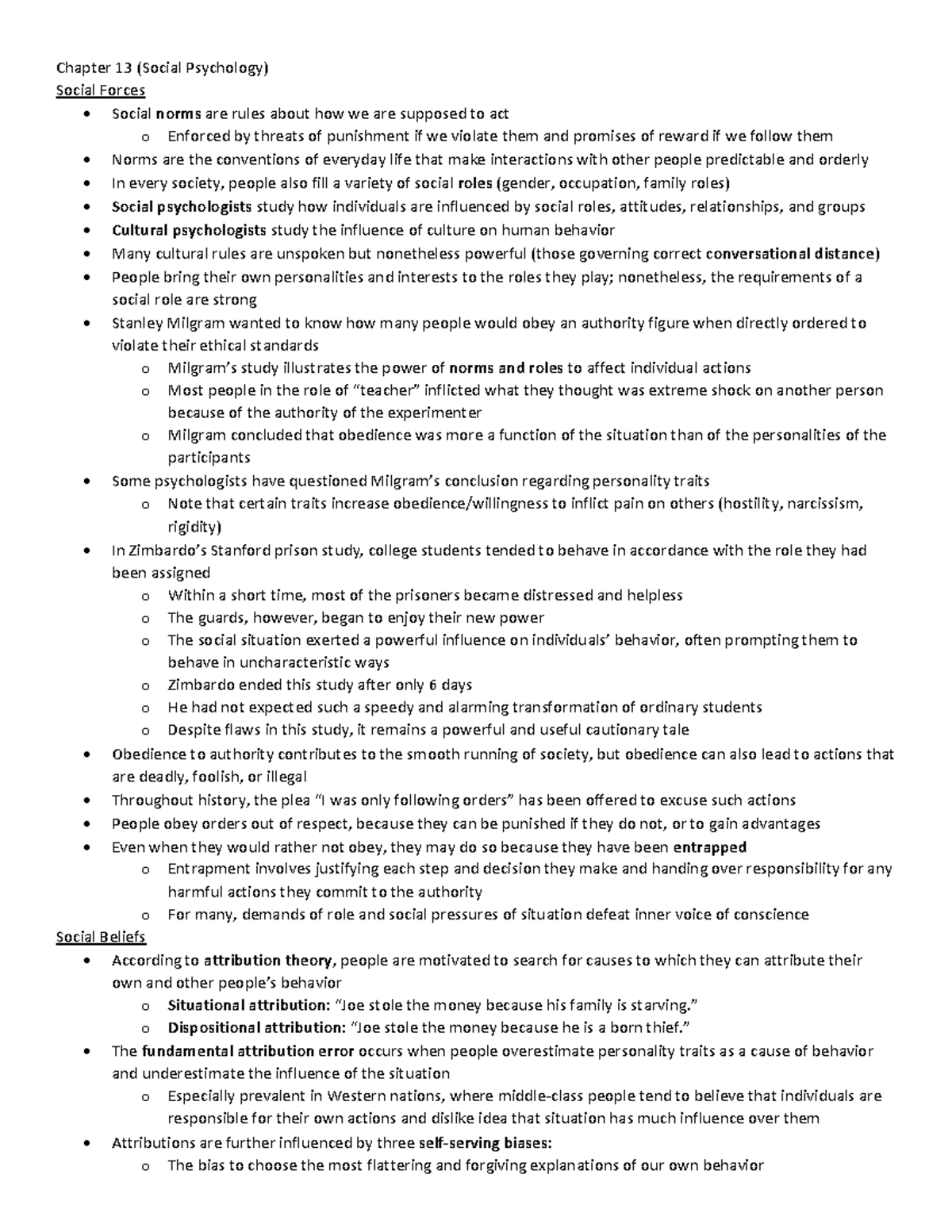 Gen Psych Notes Ch 13 - Notes On Social Psychology - Chapter 13 (Social ...