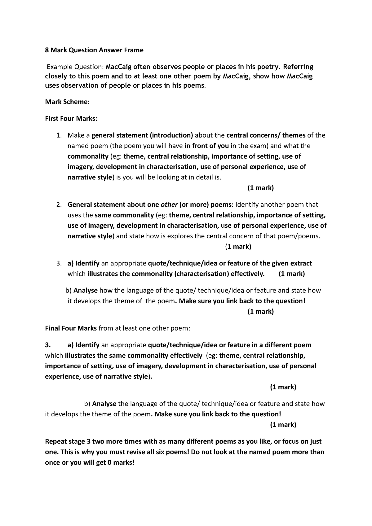 8 mark question answer frame - 8 Mark Question Answer Frame Example ...