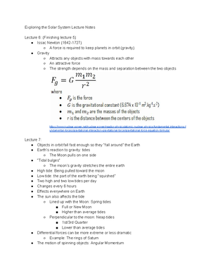 Exploring the Solar System Lecture Notes - html - Studocu