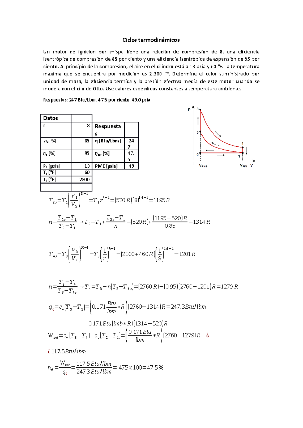 Termodinámica Ciclos Termodinámicos Ciclos Termodinámicos Un Motor De Ignición Por Chispa 1705