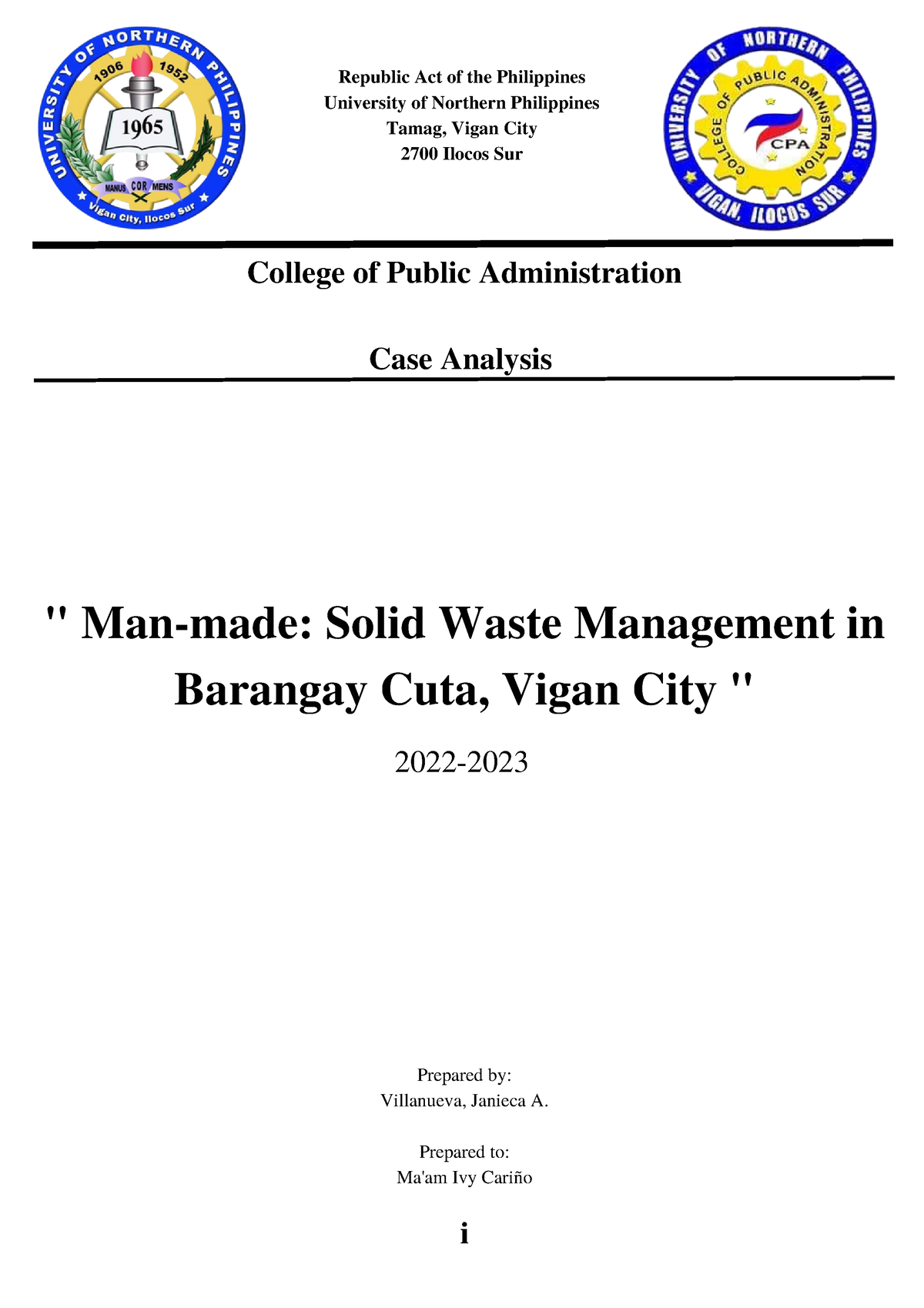 Case Analysis(C - This is about man made about the solid waste