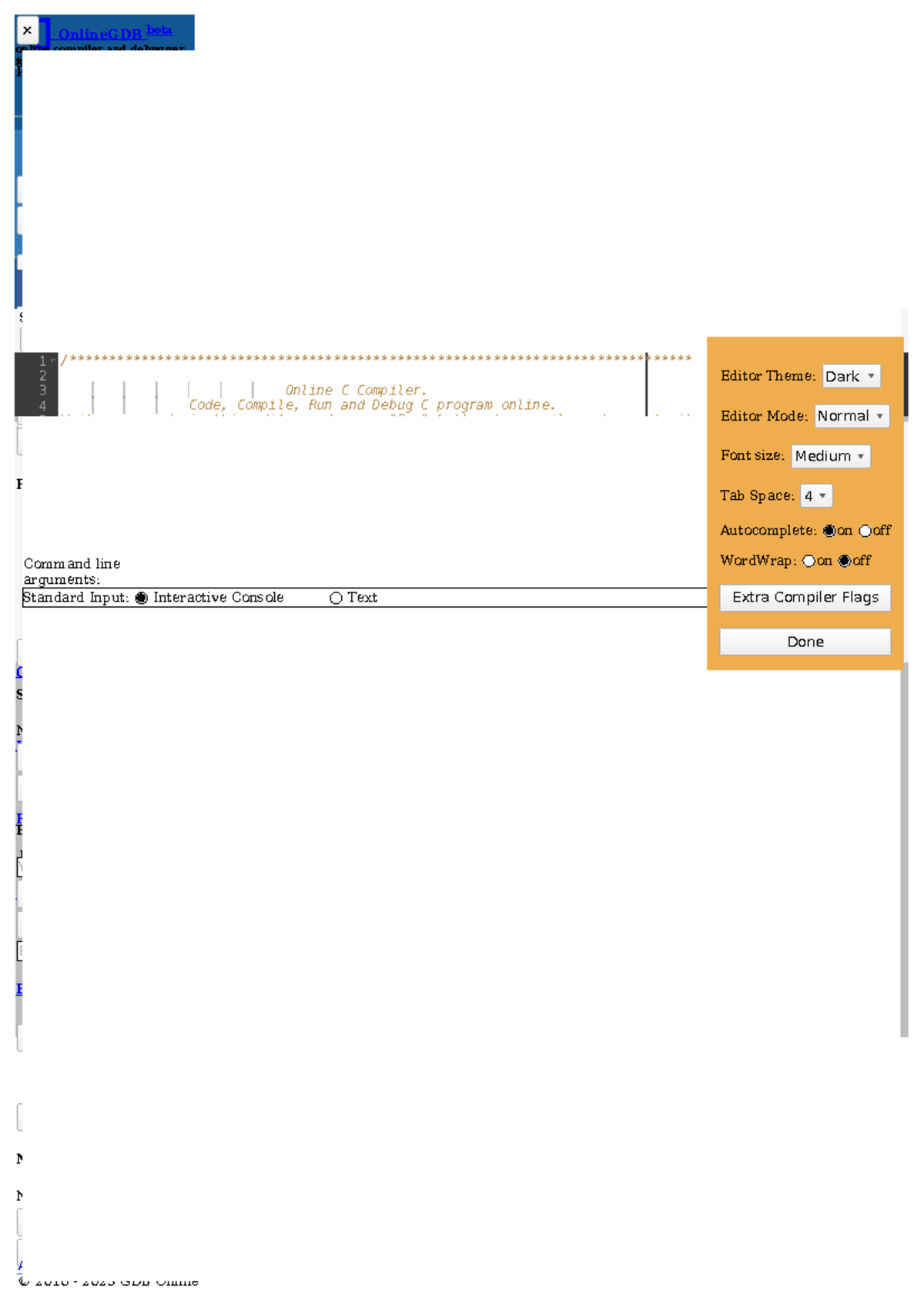 Online GDB is online ide with compiler and debugger for C/C++