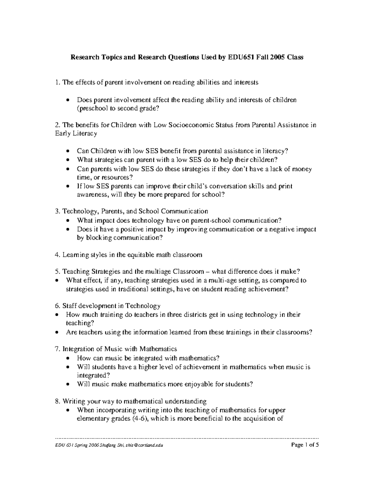 Week5 researchtopics - Research Topics and Research Questions Used by ...