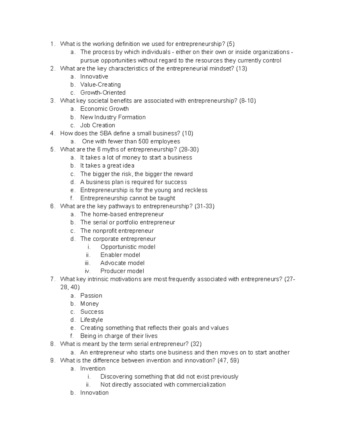 Entrepreneurship Study Guide - What is the working definition we used ...