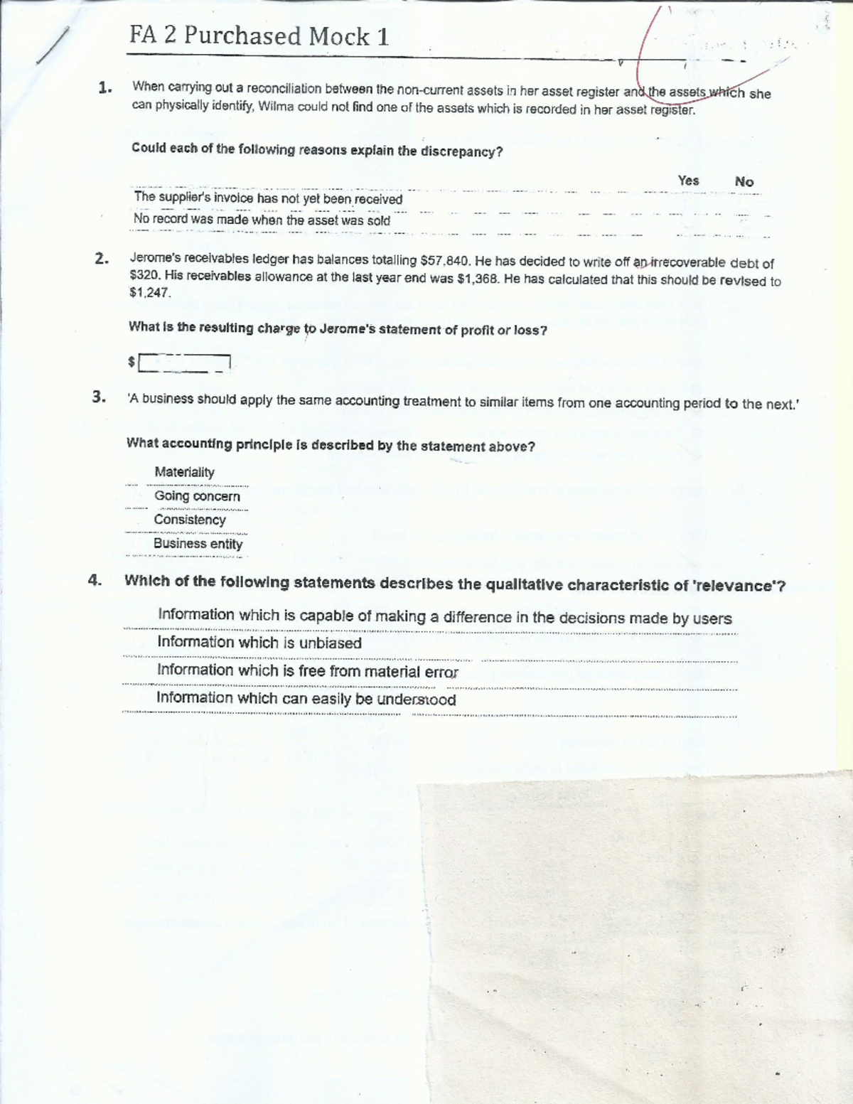 FA-2 Purchased Mock 1 - Exams mcqs type question usually appear in ...