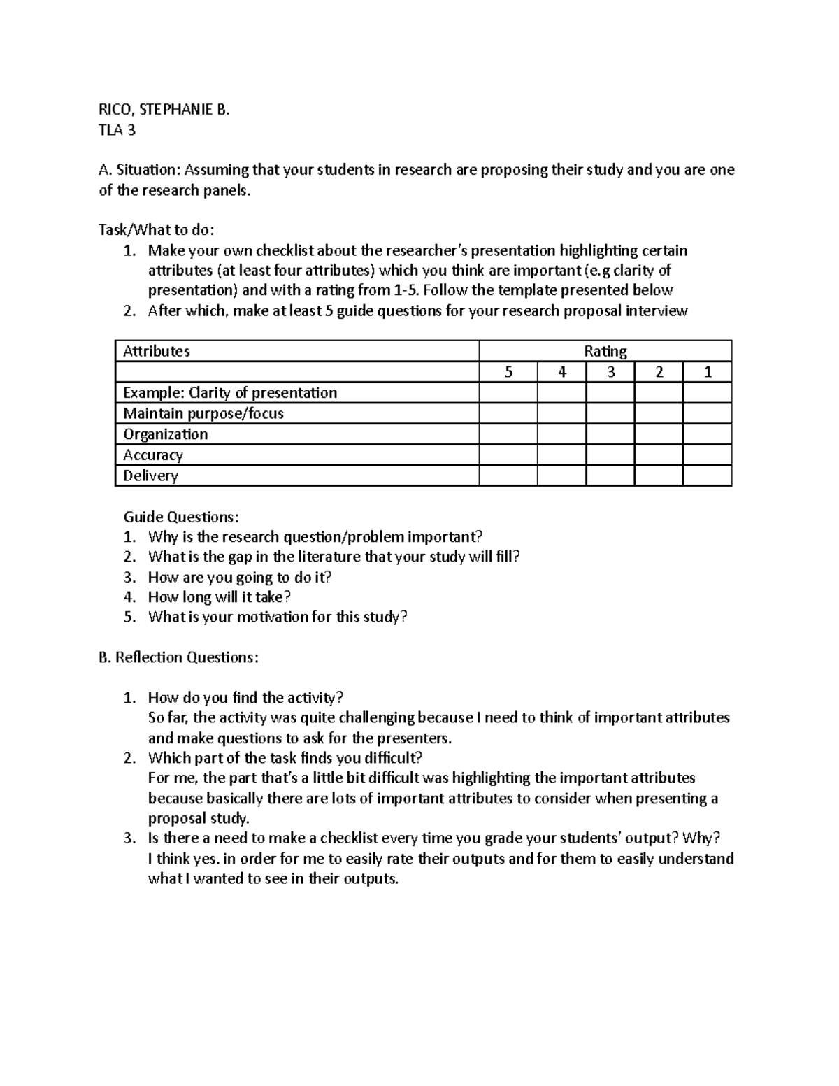 Assessment of Learning 2 - EDU321 - TLA3 - ACTIVITY 3 - RICO, STEPHANIE ...