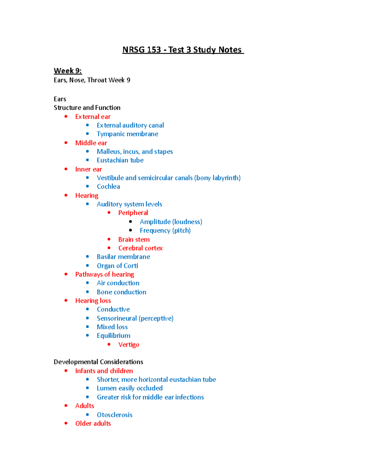 NRSG153 - Test 3 Study Notes - NRSG 153 - Test 3 Study Notes Week 9 ...