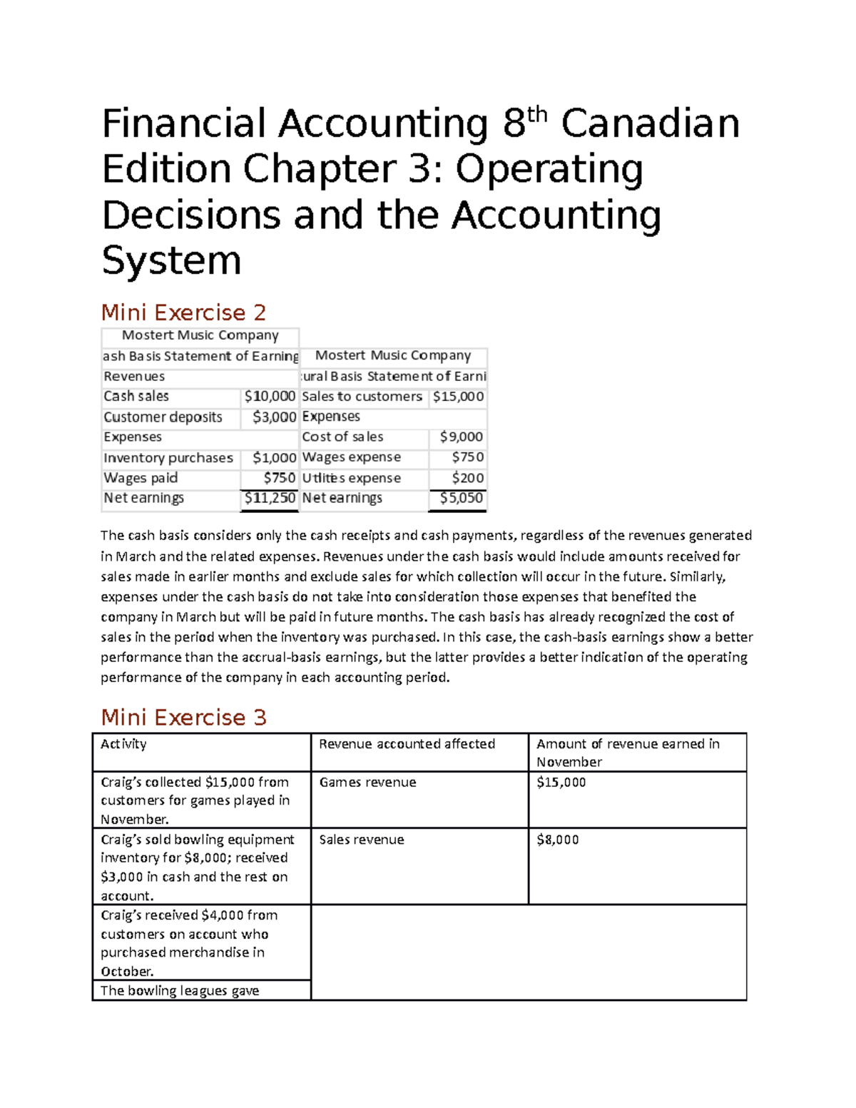 Chapter 3 Exercises - Textbook work. - Financial Accounting 8 th ...