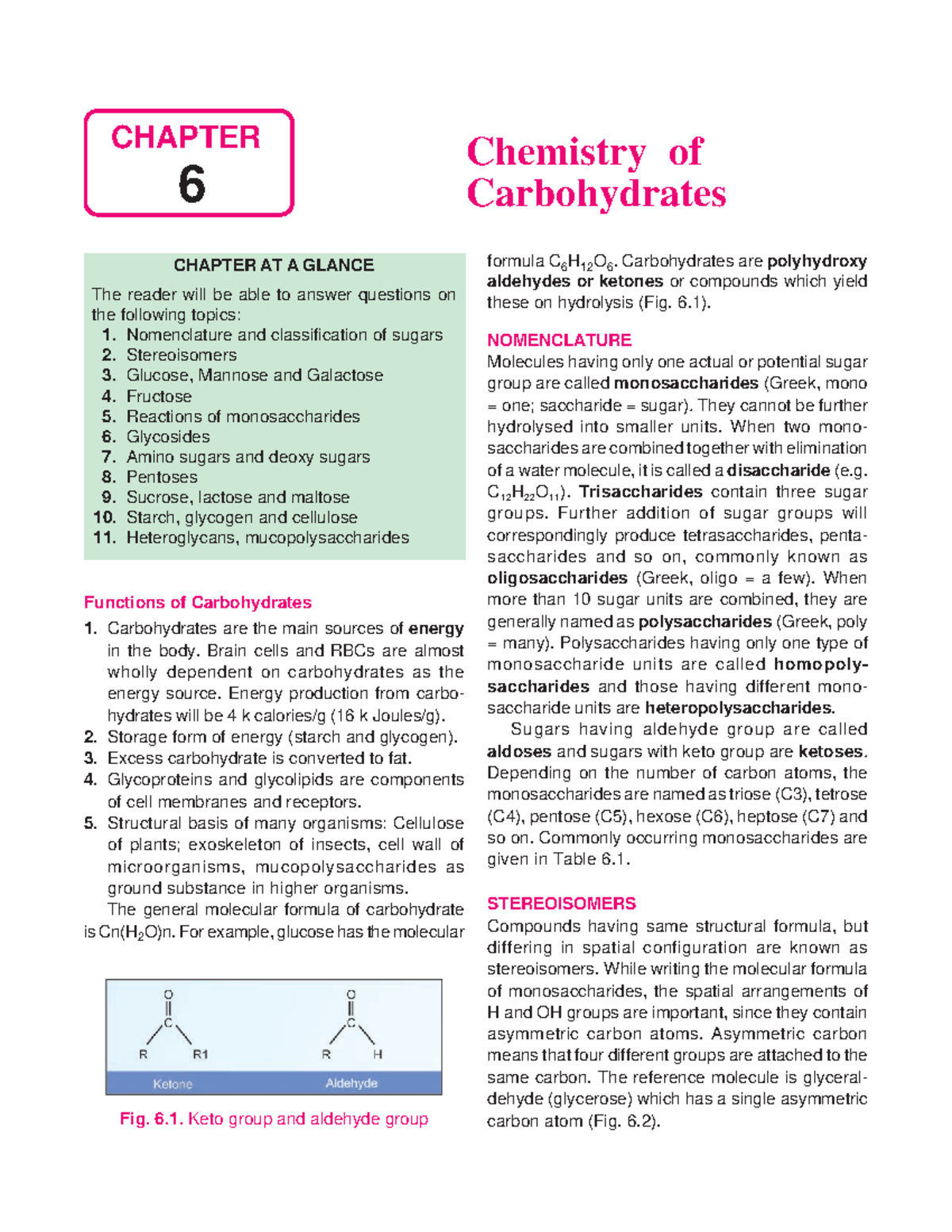 Chemistry of carbohydrates 60 Textbook of Biochemistry; Section A