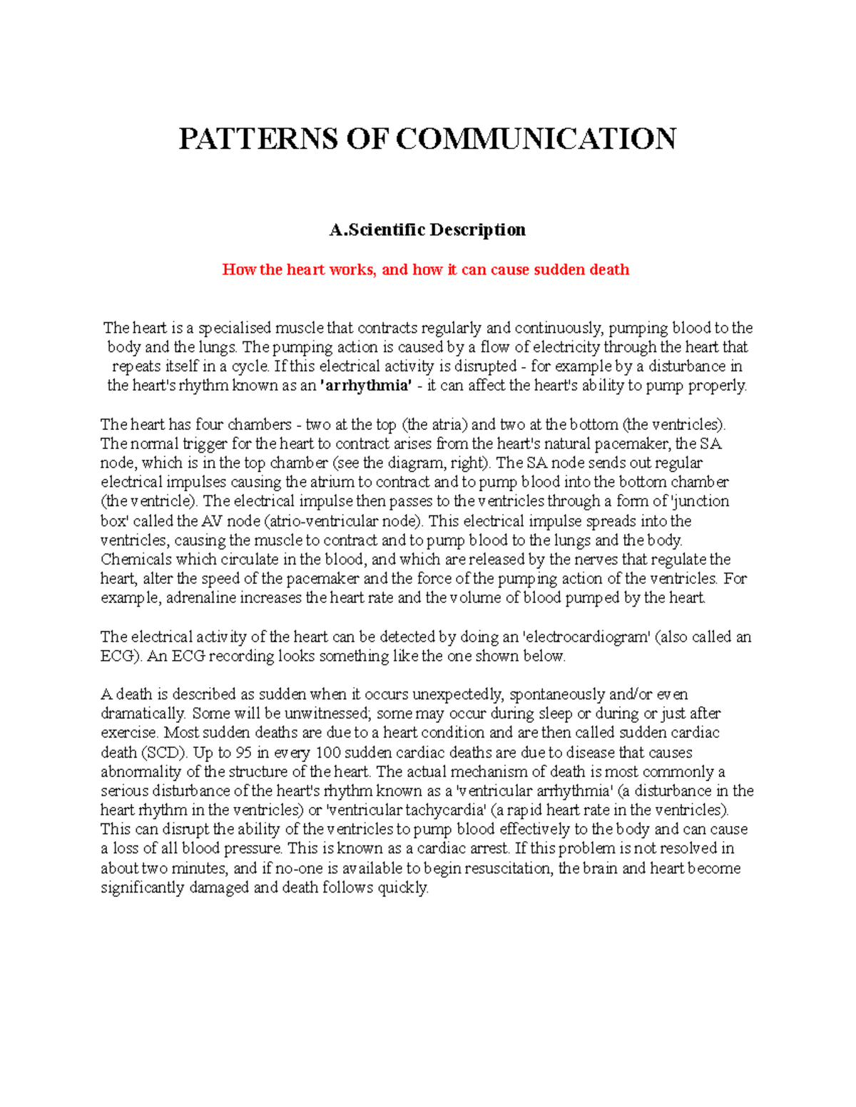 Patterns of communication patterns of communication a description how
