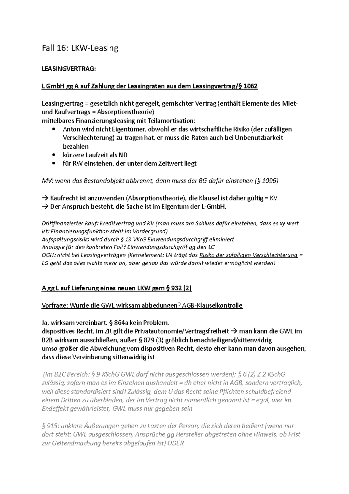 Fall 16 LKW Leasing Fall 16 LKW Leasing LEASINGVERTRAG L GmbH Gg A 