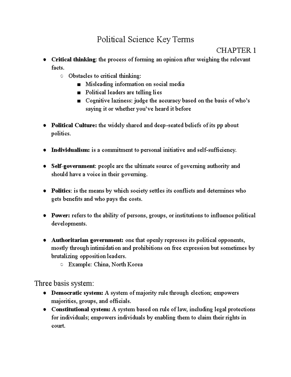 PSCI 1,2,3,4 - Dr.Drew, American Government note for Chapter 1, 2, 3, 4 ...