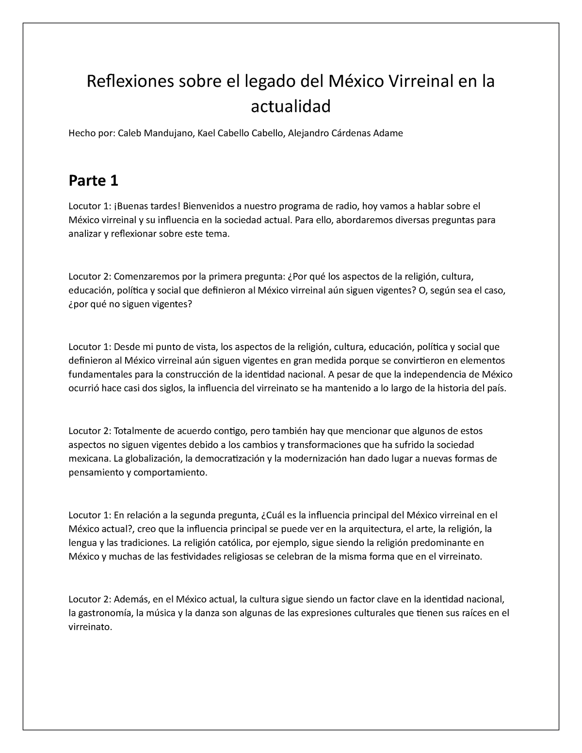 Actividad 4 Final Adszfszfzddf Reflexiones Sobre El Legado Del México Virreinal En La 