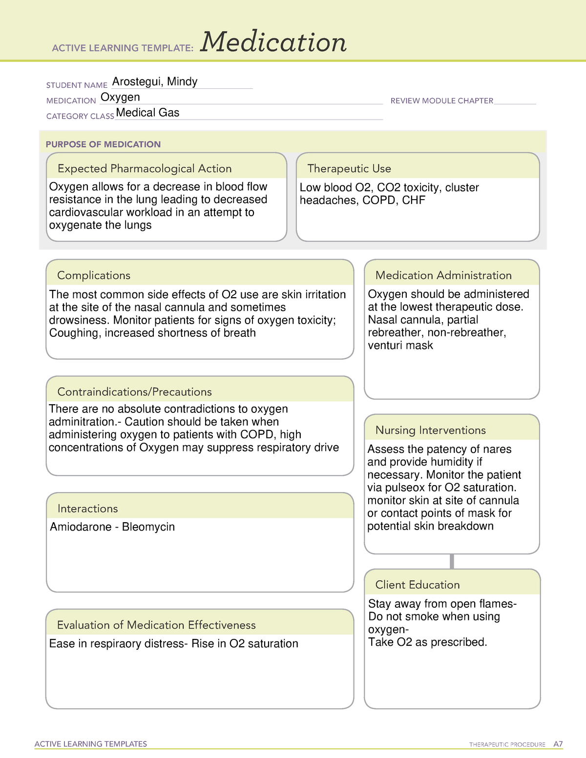 Oxygen ATI med card ACTIVE LEARNING TEMPLATES THERAPEUTIC PROCEDURE