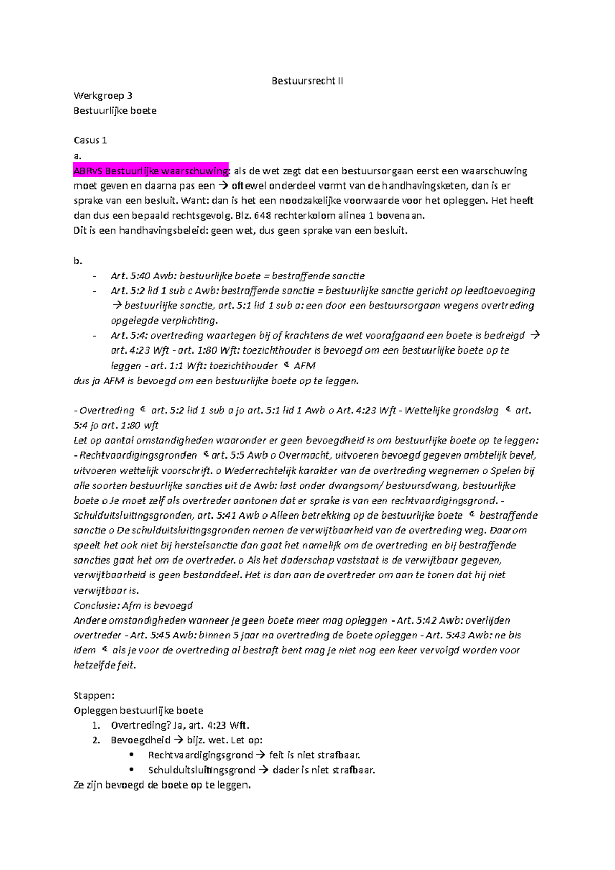 Bestuursrecht II Werkgroep 3 - Bestuursrecht II Werkgroep 3 ...