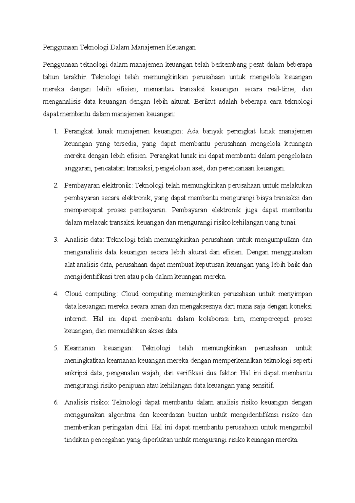 Penggunaan Teknologi Dalam Manajemen Keuangan - Penggunaan Teknologi ...