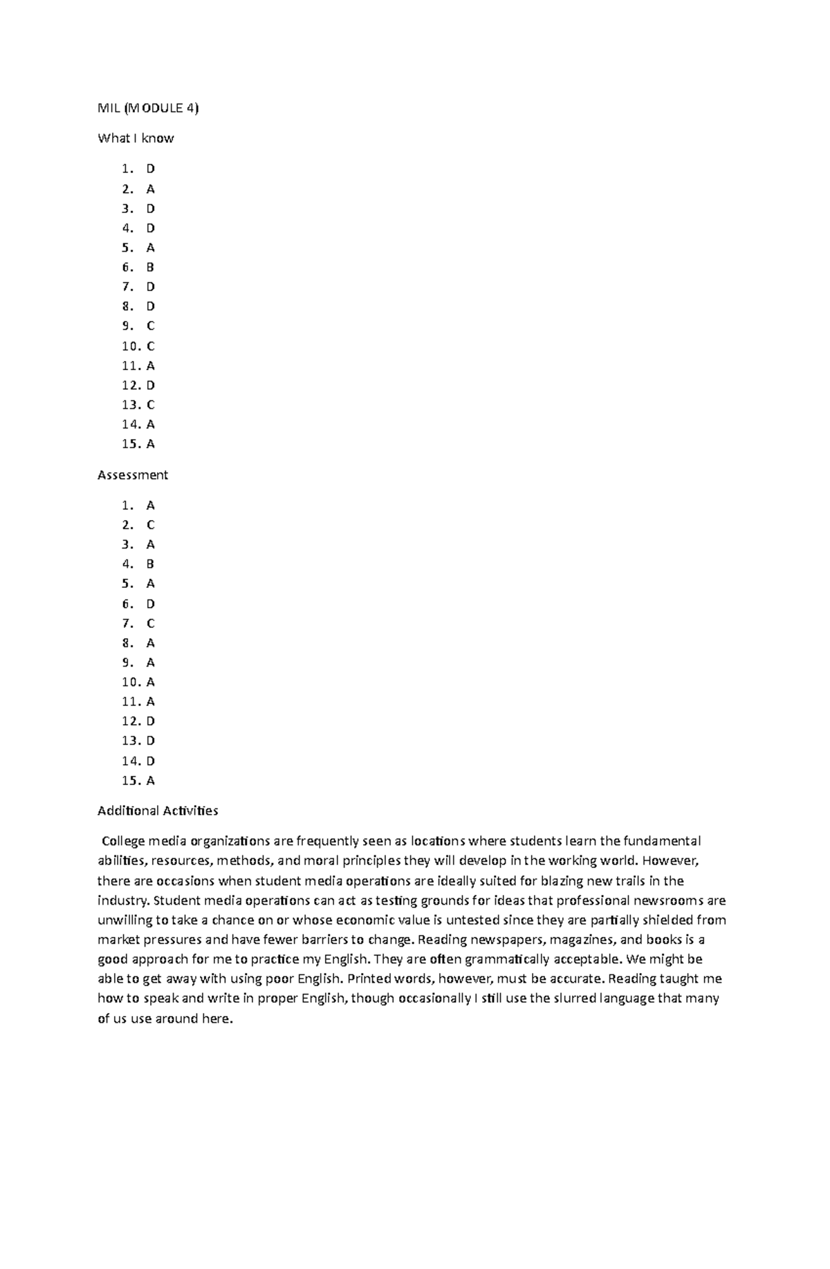 MIL ( Module 4) Media and Information Literacy MIL (MODULE 4) What