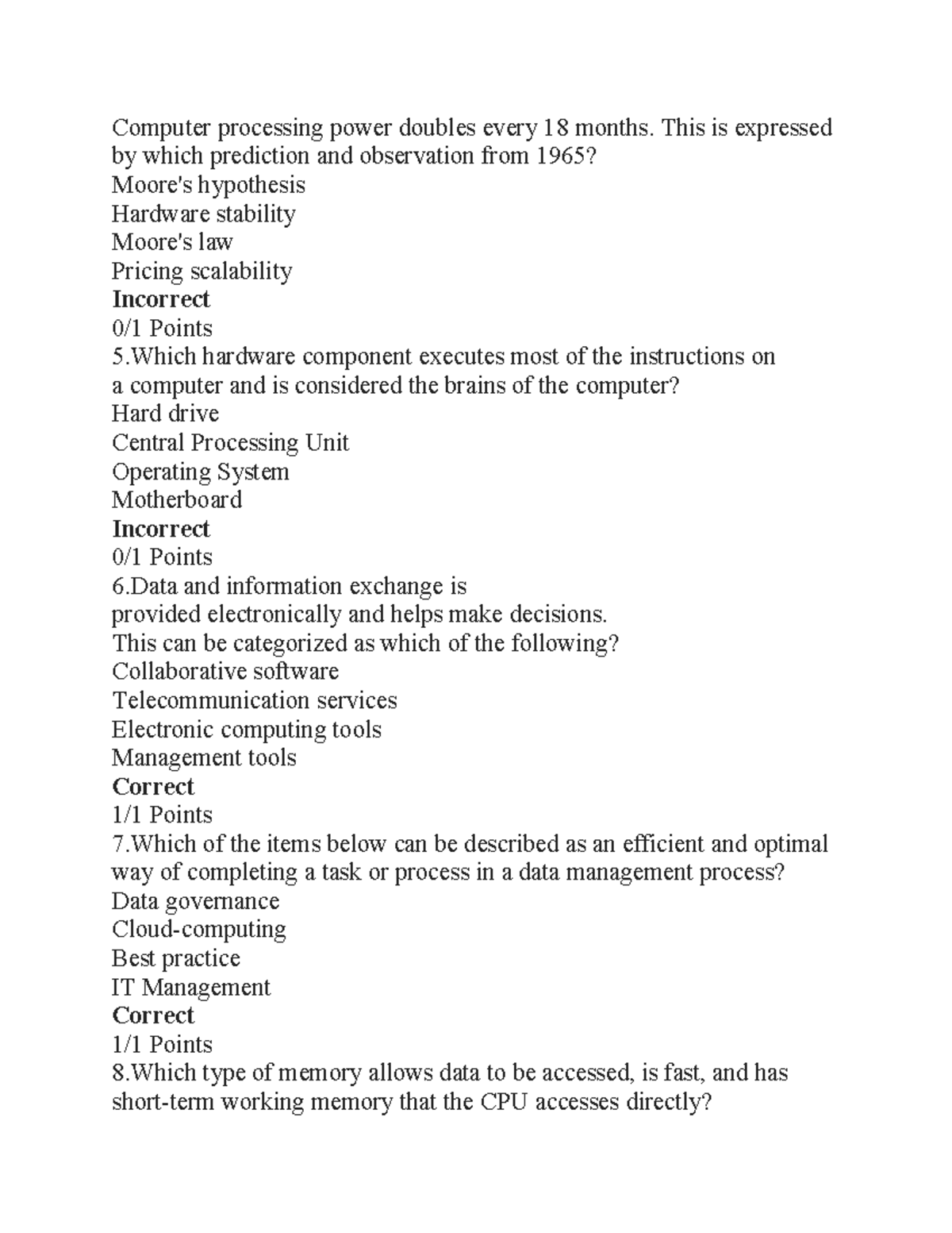 Practice test main Computer processing power doubles every 18 months