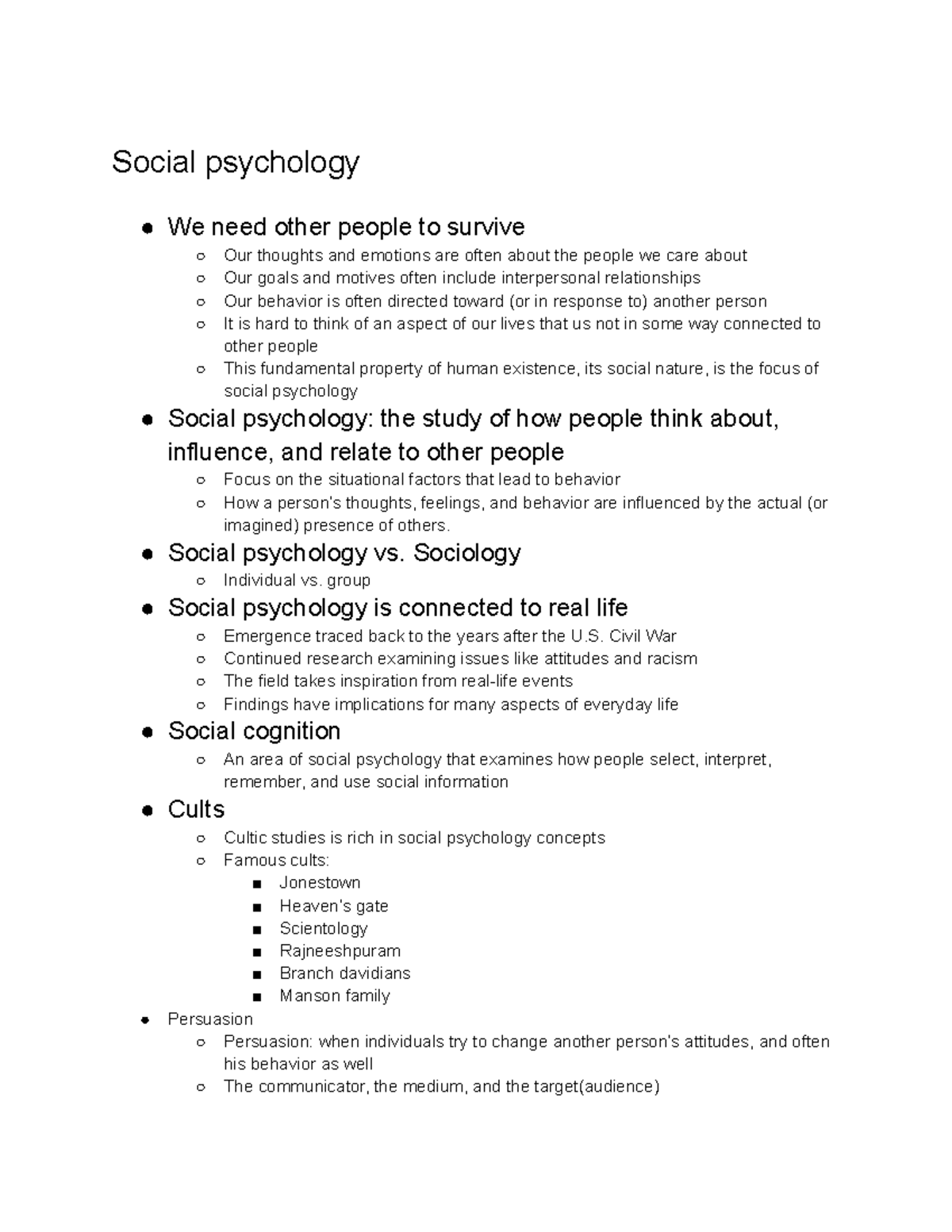 Psyc nov 2 intro to psychology Dr. Kucker Social psychology We need