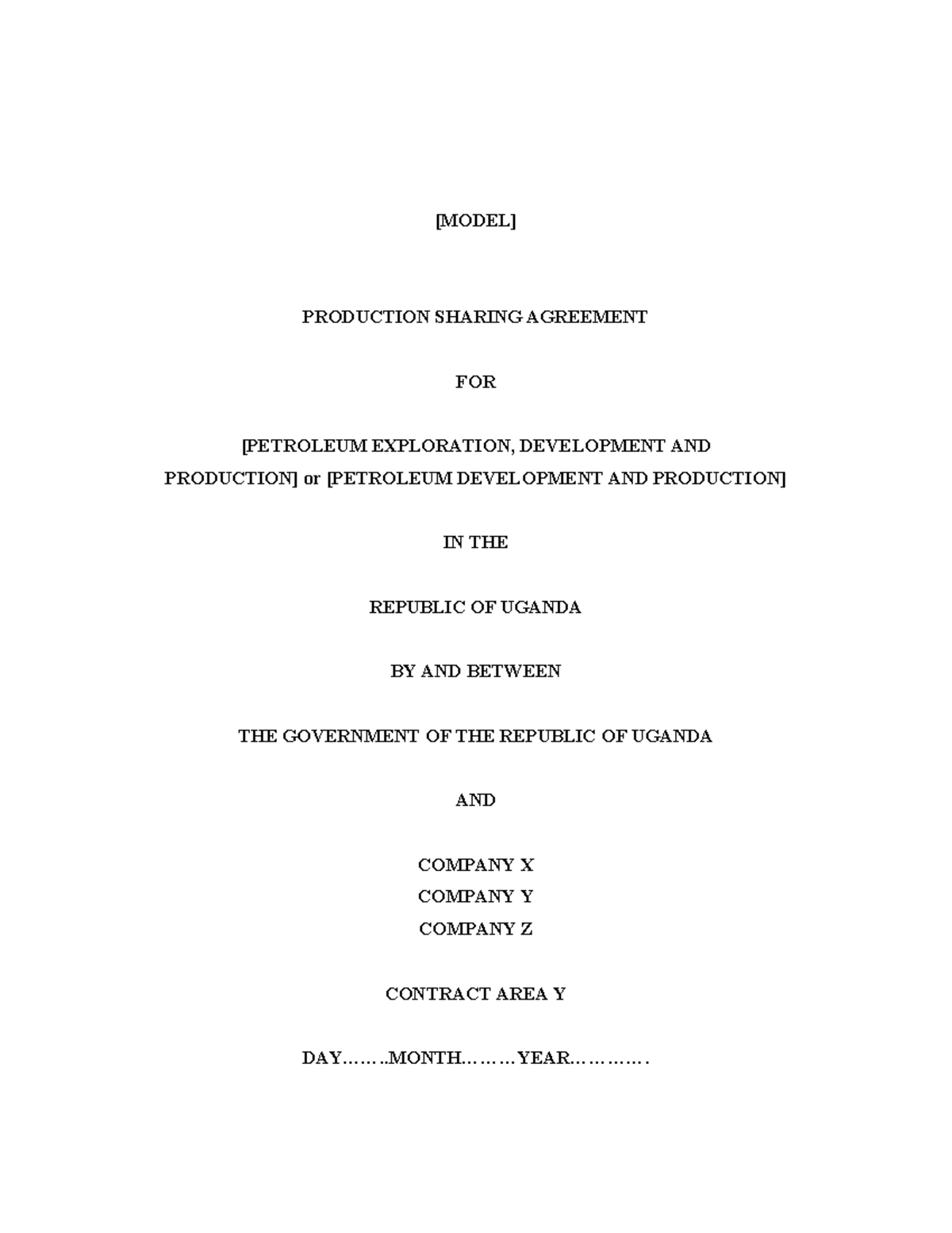 PSA - service - [MODEL] PRODUCTION SHARING AGREEMENT FOR [PETROLEUM ...