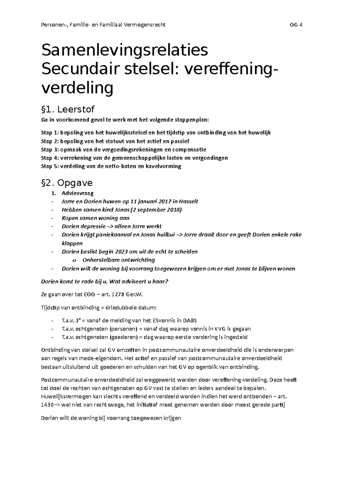 PFFV OG 4 - Personen-, Familie- En Familiaalvermogensrecht OG 4 ...