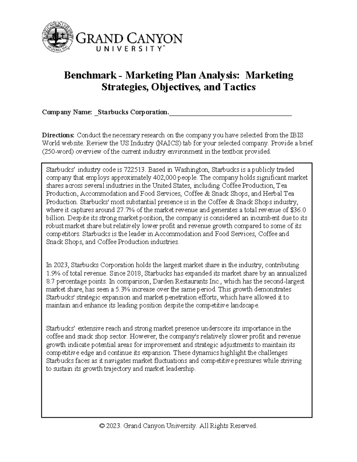 MKT 315 RS T1 Benchmark Marketing Plan Analysis Marketing Strategies ...