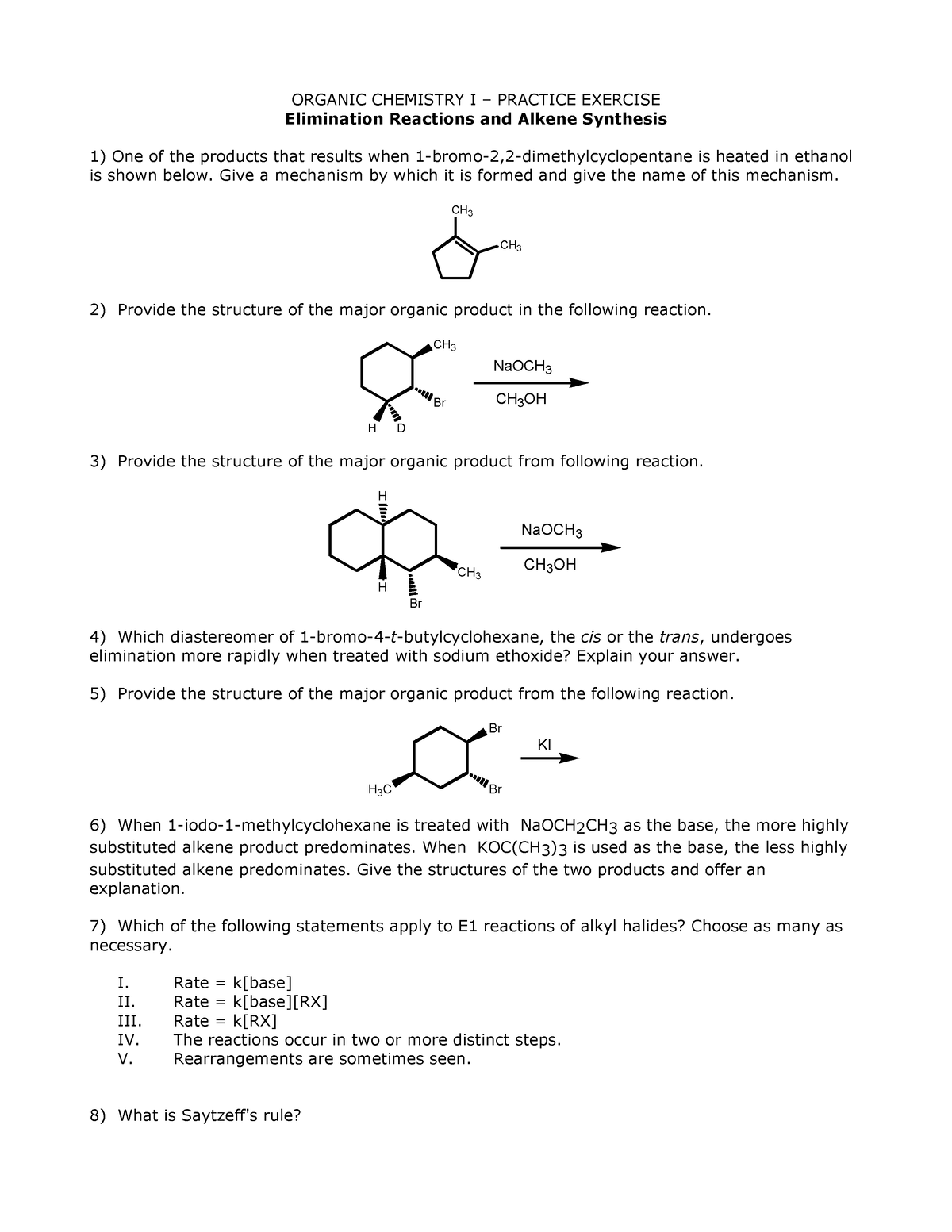 Practice e12 - good material - ORGANIC CHEMISTRY I – PRACTICE EXERCISE ...