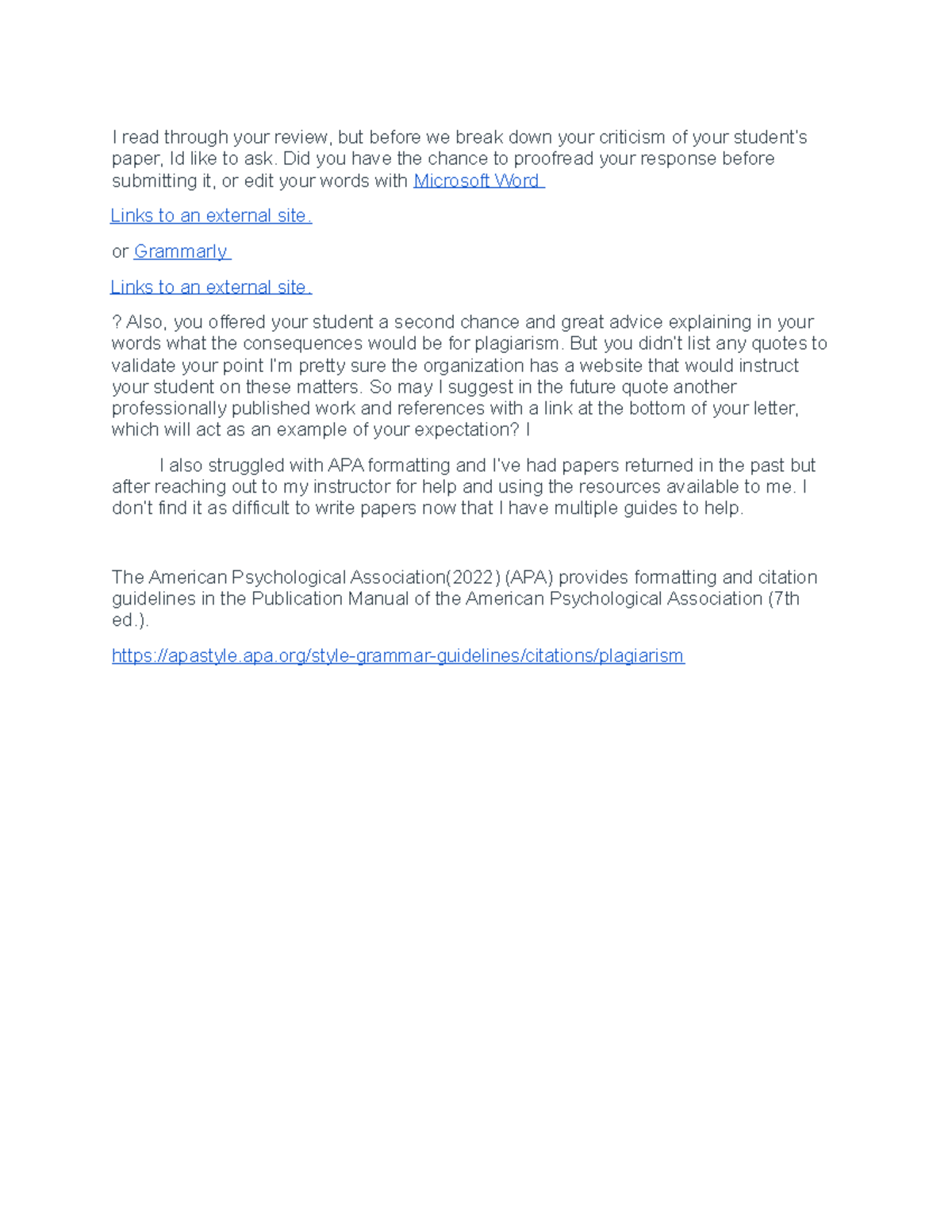 Unit 2 Discussion APA Formatting (22) I read through your review