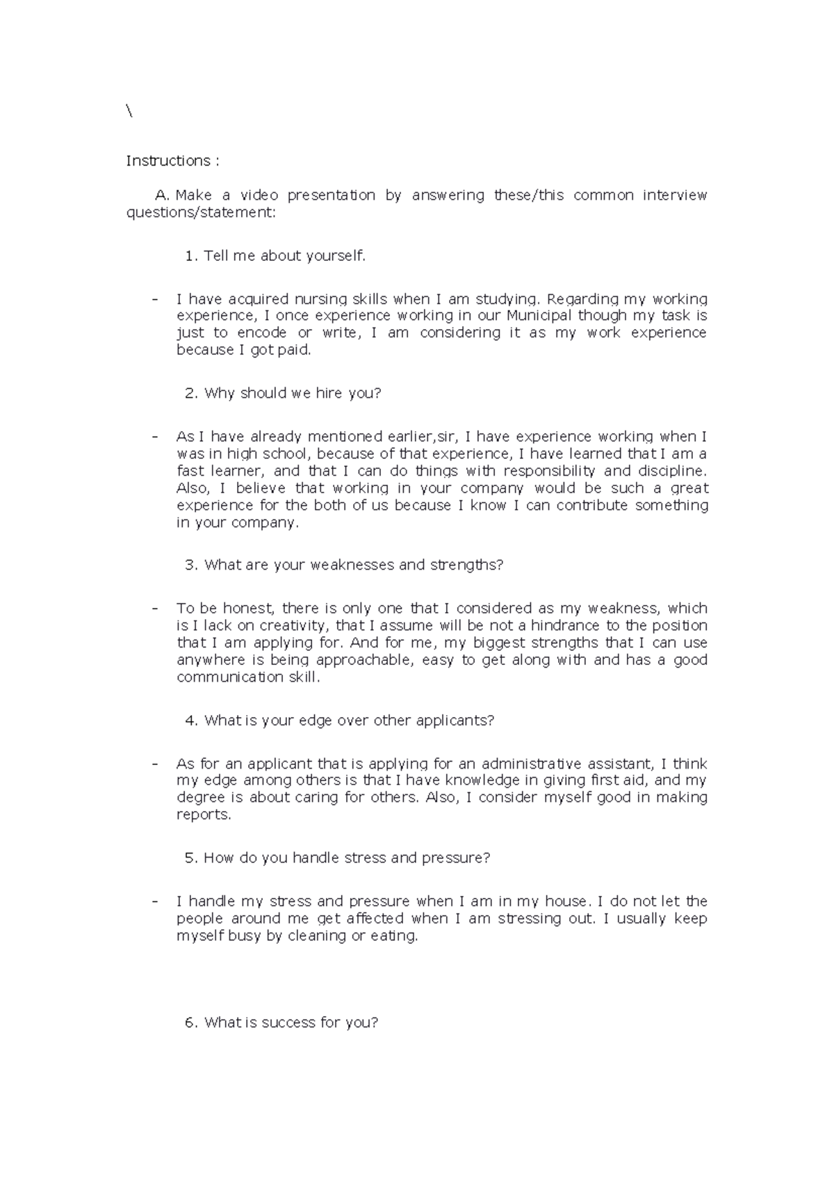 3 science \ Instructions A. Make a video presentation by