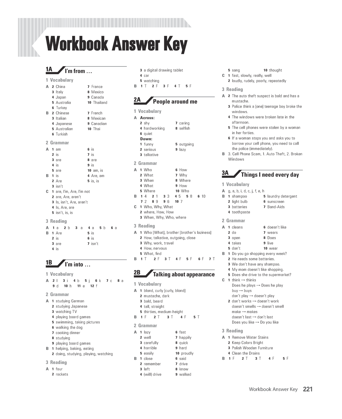 homework practice workbook answer key