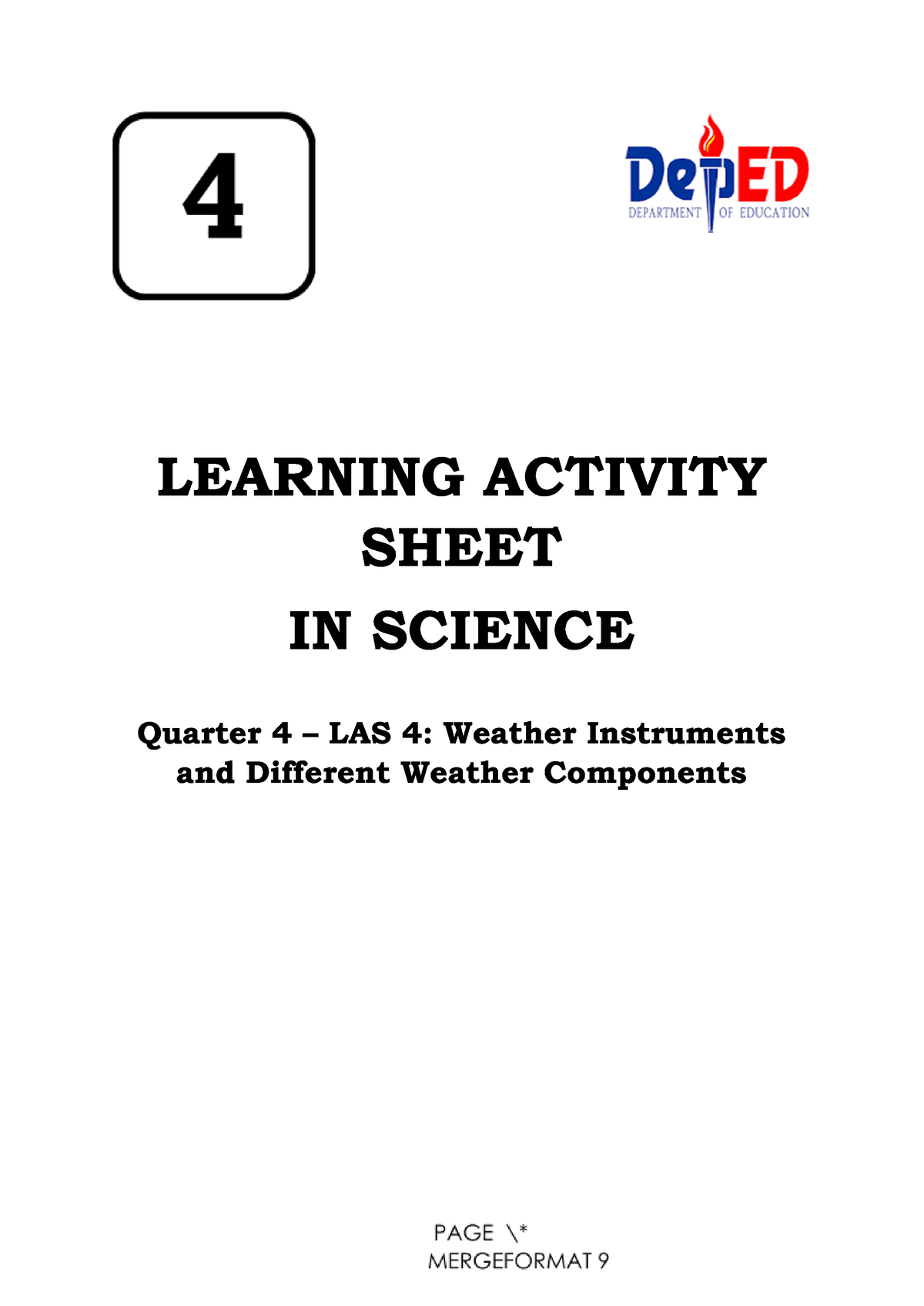 Science 4 Q4LAS4 Weatherinstrumentsanddescribedifferentcomponents V1 ...