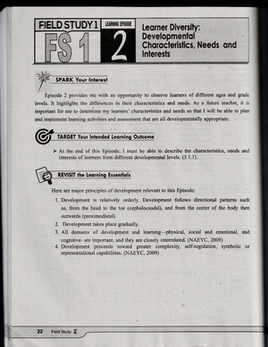 Field Study 01, Episode 04 - FIELD STUDY1 LEARNING EPISODE Learner ...