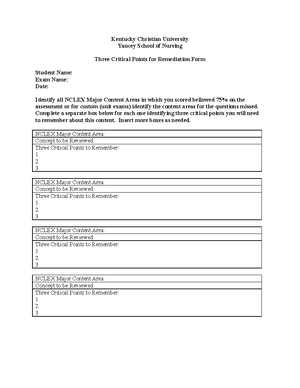 KCU Three Critical Points Remediation Template (16) mastery peds ...