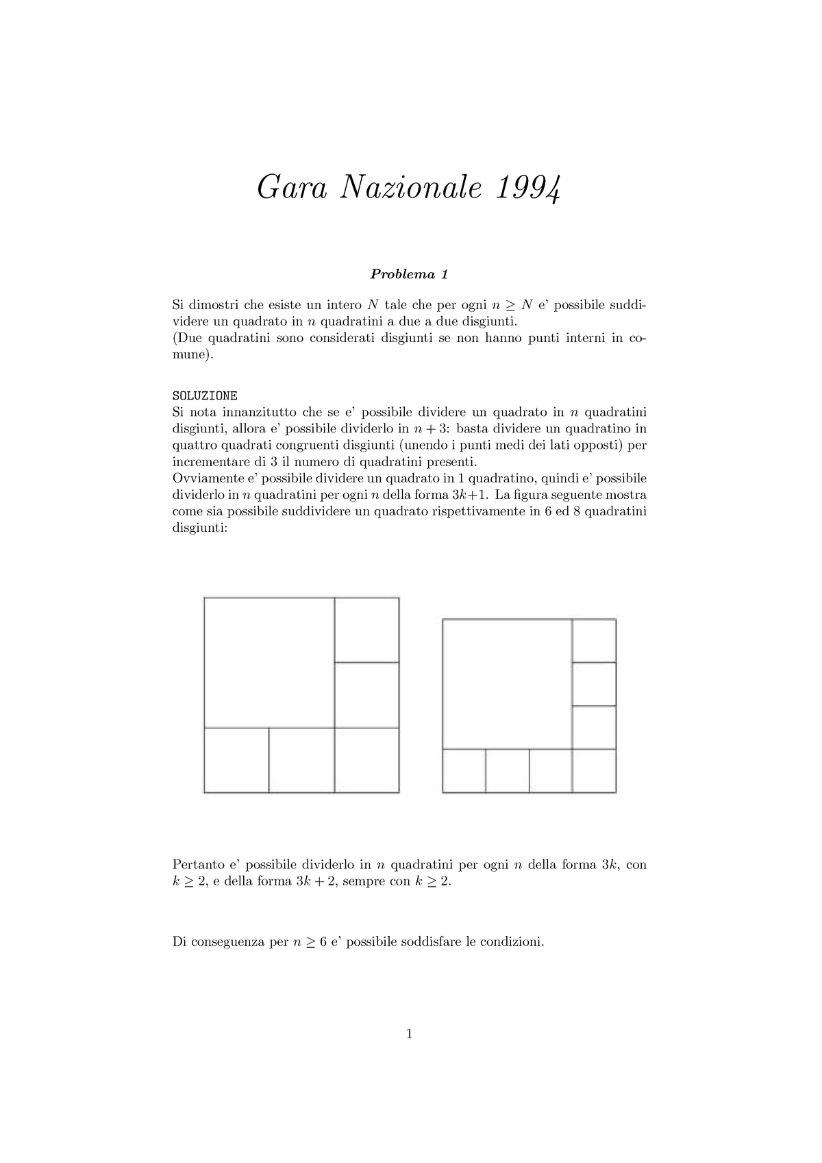 Gara Nazionale 1994 Soluzioni - Gara Nazionale 1994 Problema 1 Si ...