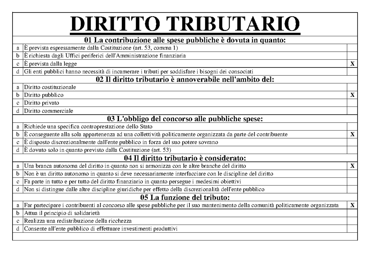 Diritto Tributario - Banca Dati Quiz Fine Lezioni - Diritto Tributario ...