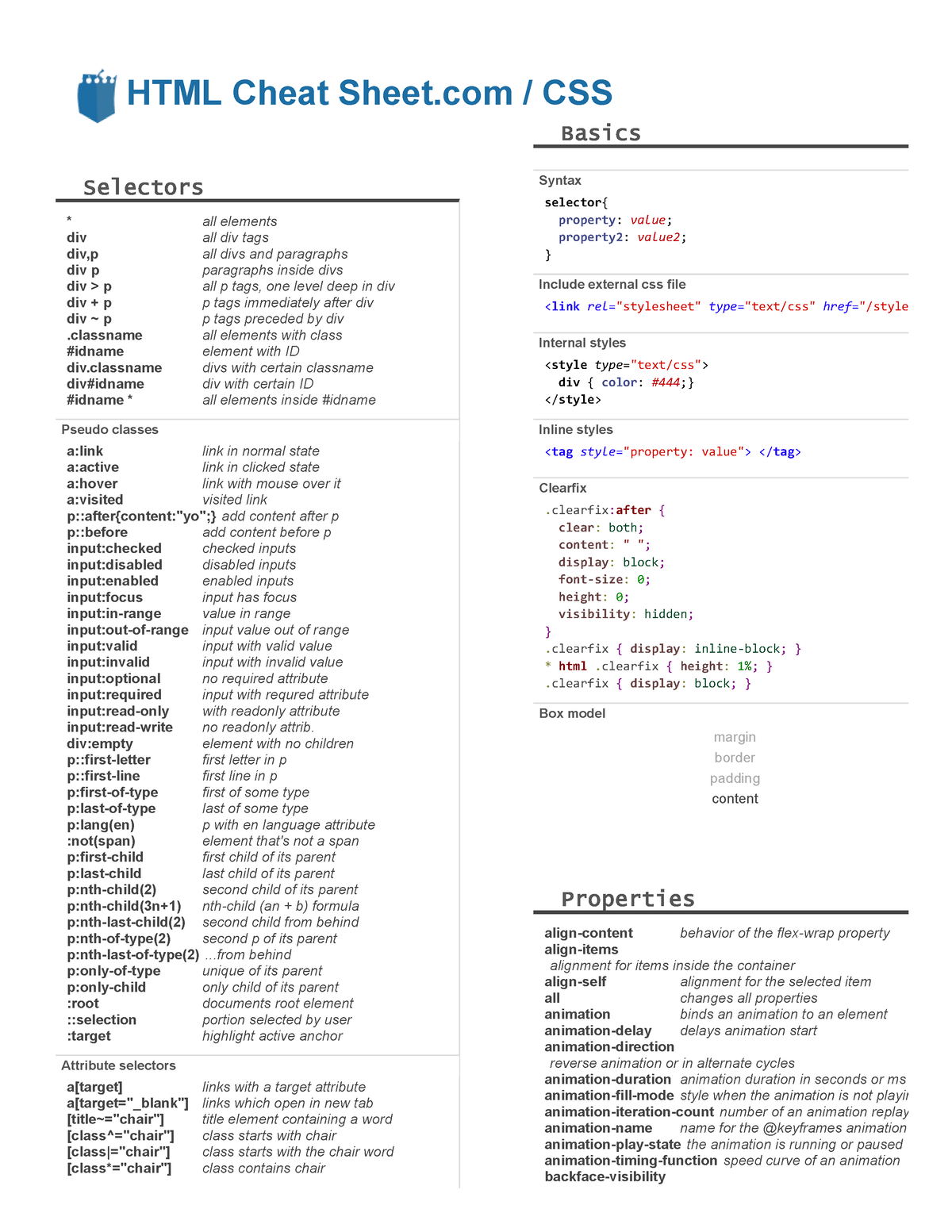 CSS-Cheat-Sheet - Lecture Notes - HTML Cheat Sheet / CSS B A S I C S ...