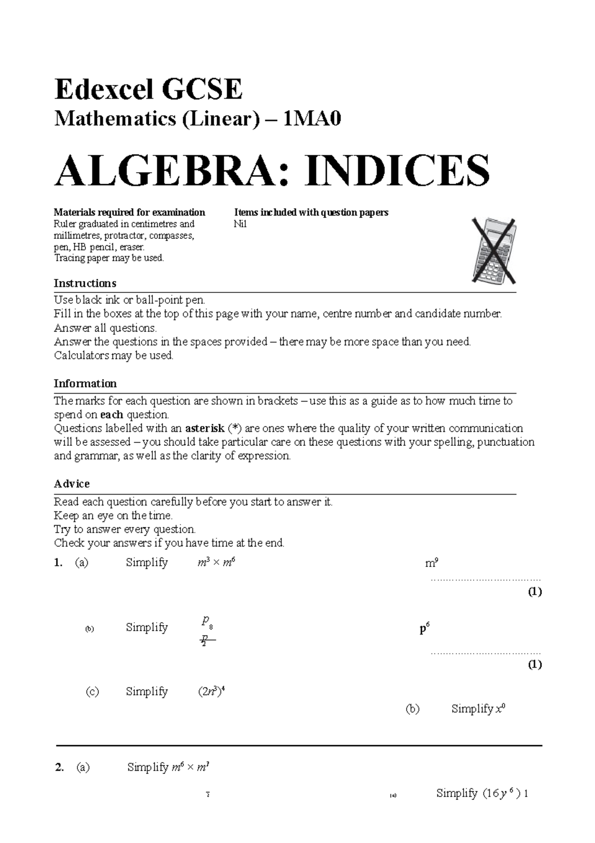 Samadov Muhammadyusuf Edexcel GCSE Mathematics (Linear) 1MA ALGEBRA