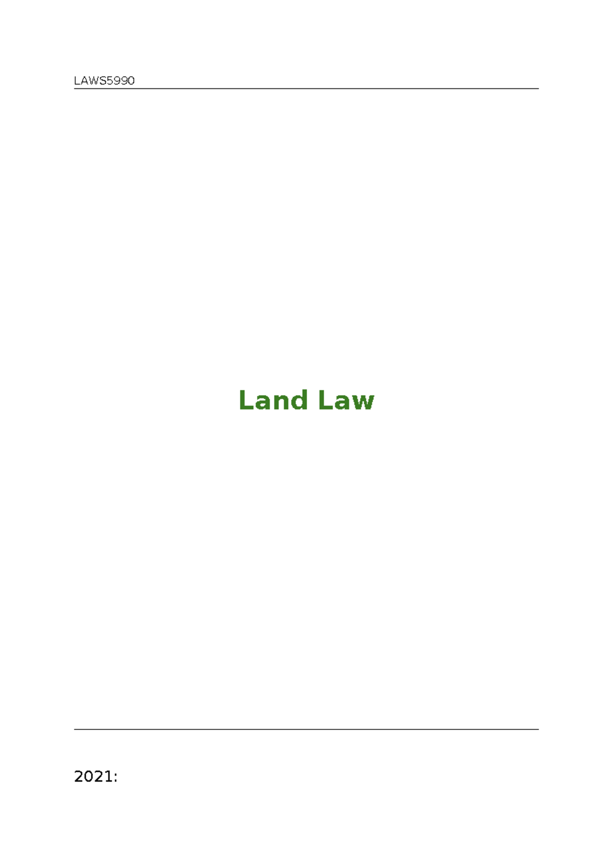 Land Law Exam Preparation - LAWS Land Law 2021: 1. Drawing on examples ...