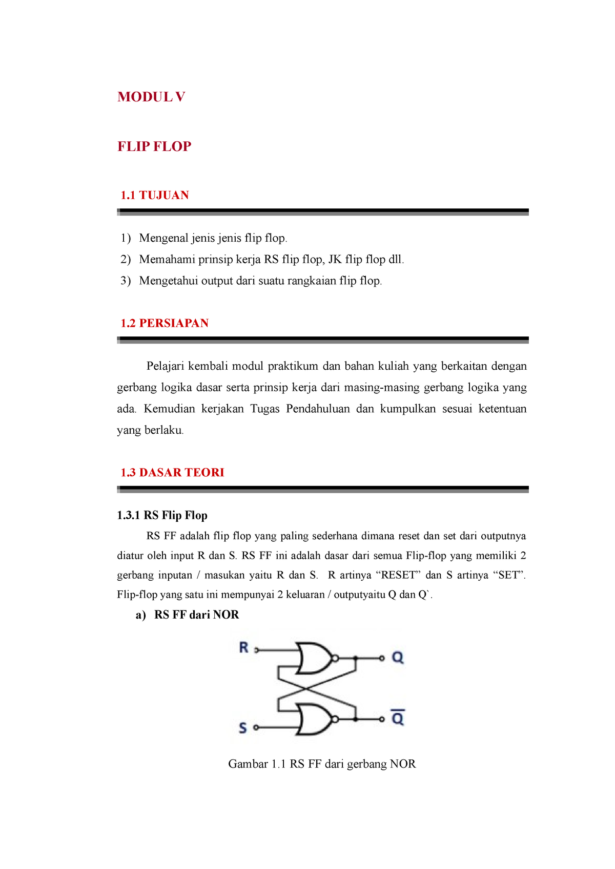 Modul-5 - FLIP FLOP - MODUL V FLIP FLOP 1 TUJUAN Mengenal Jenis Jenis ...