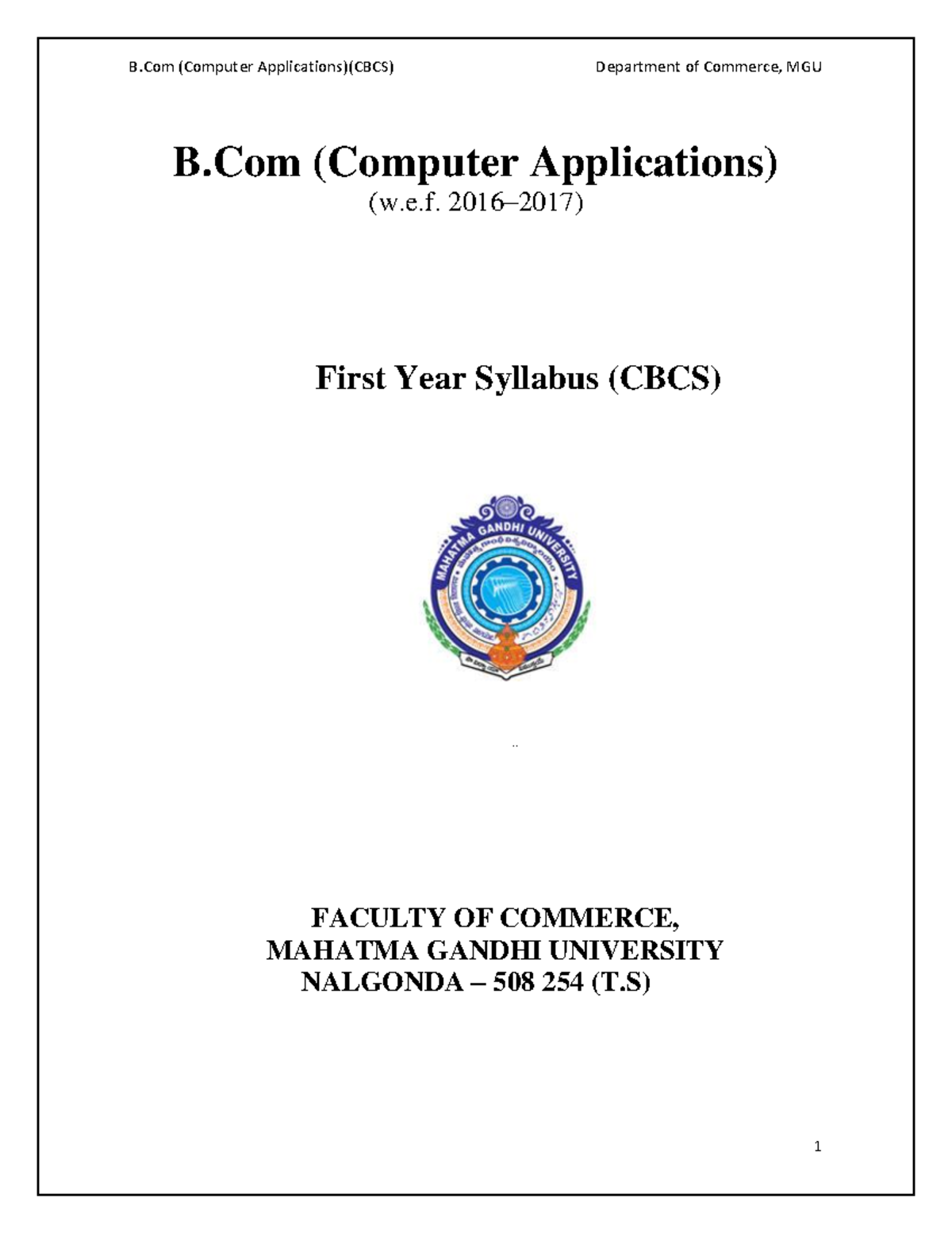 BCom Computer Applications CBCS - B (Computer Applications)(CBCS ...