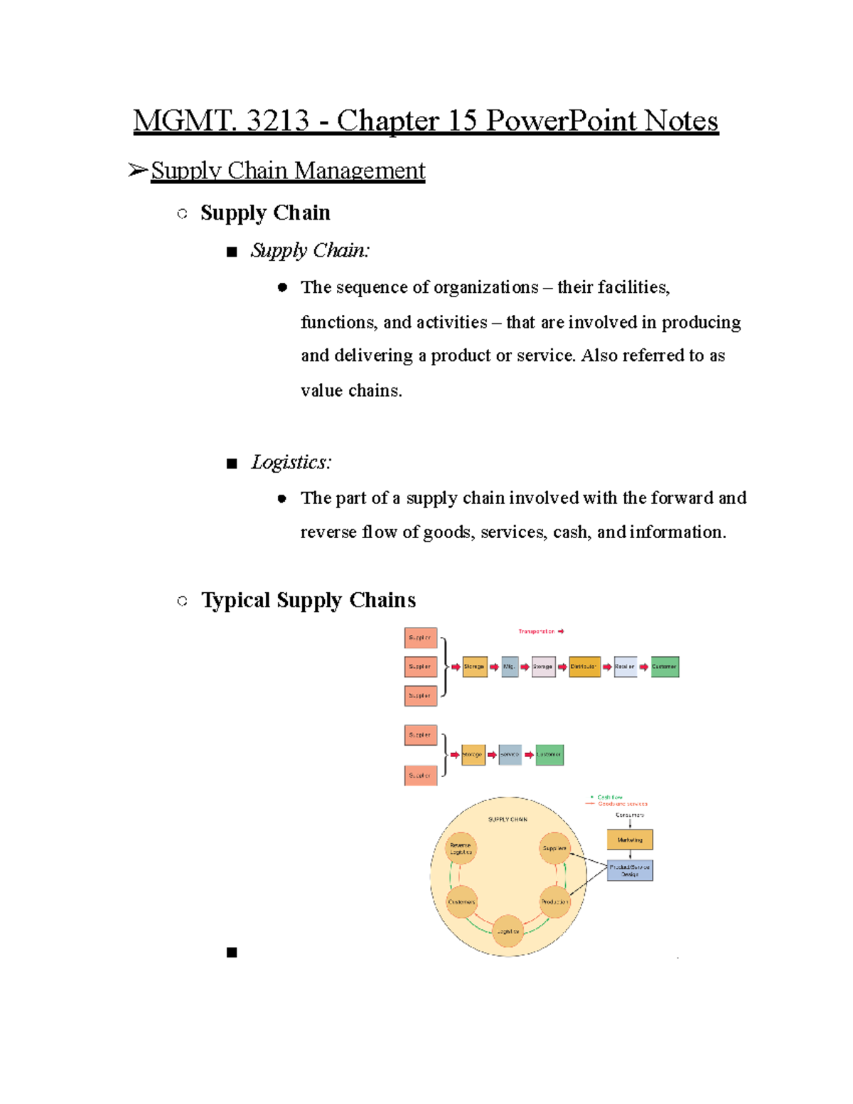 MGMT. 3213 Chapter 15 Power Point Notes - MGMT. 3213 - Chapter 15 ...