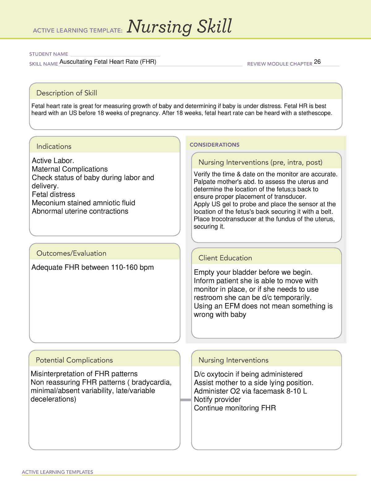 Auscultating FHR Nursing Skill Ch 26 - ACTIVE LEARNING TEMPLATES ...