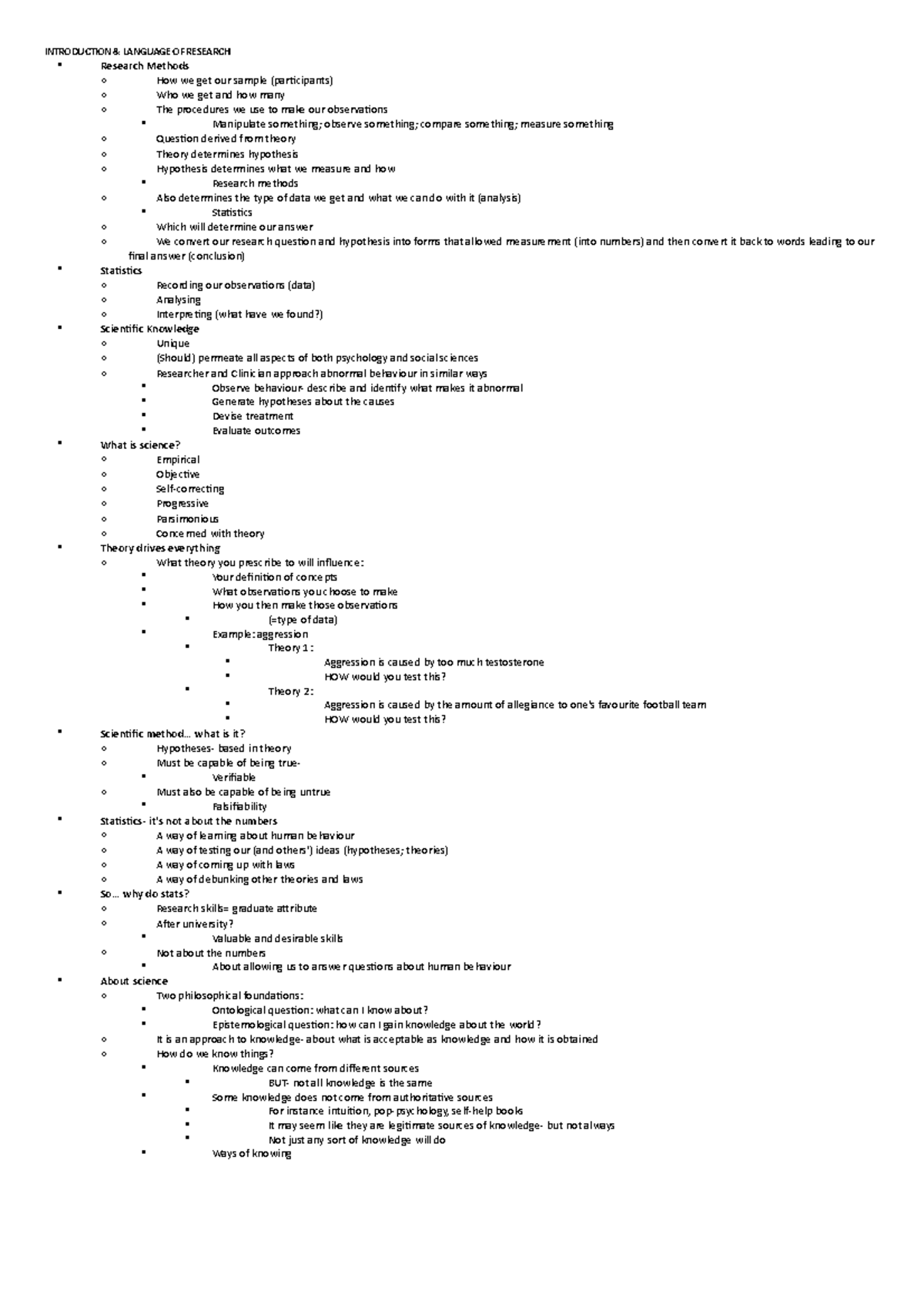 Statistics Summary - Lecture notes 1-13 - INTRODUCTION & LANGUAGE OF ...