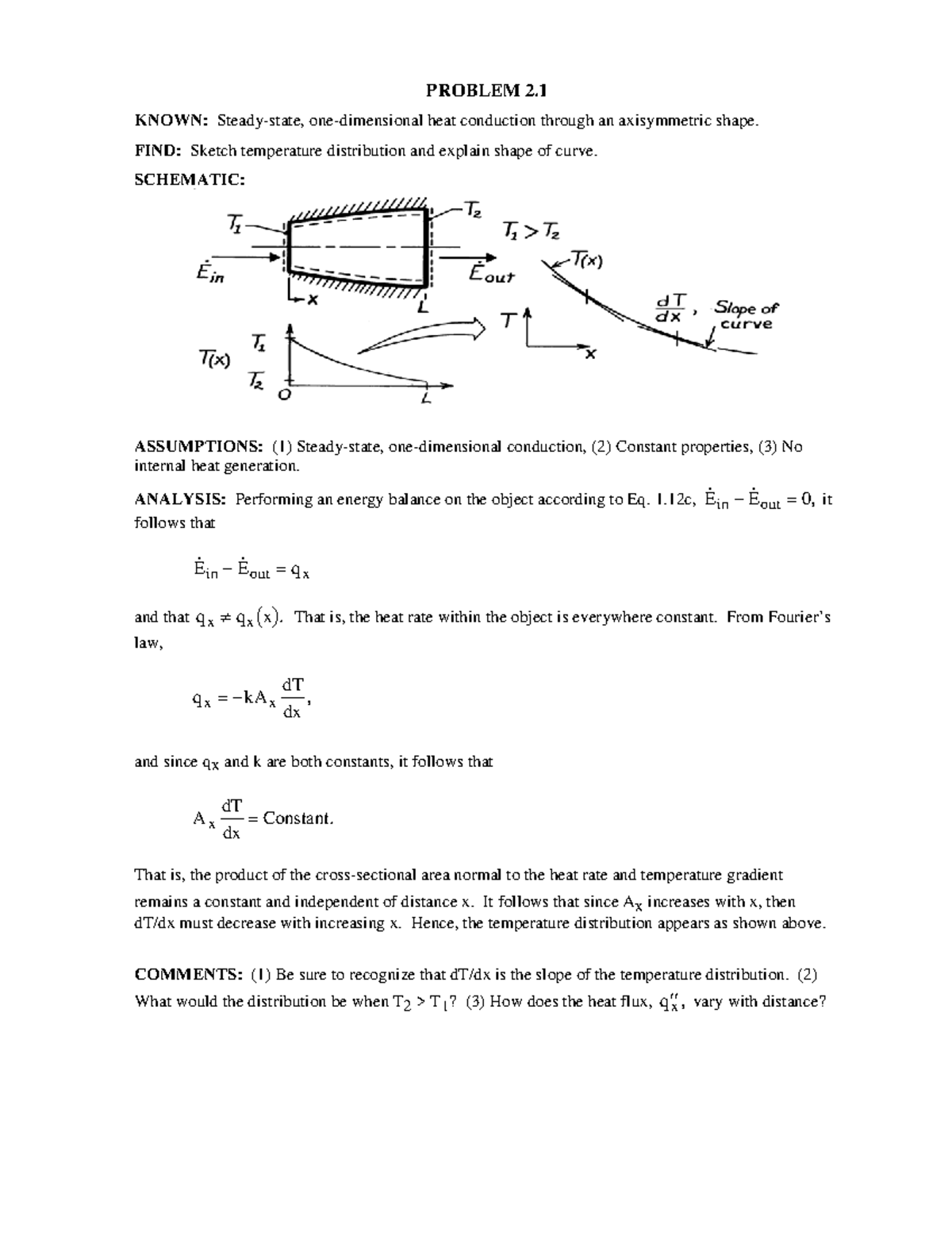 Sm2-001 - heat transter example - PROBLEM 2. KNOWN: Steady-state, one ...