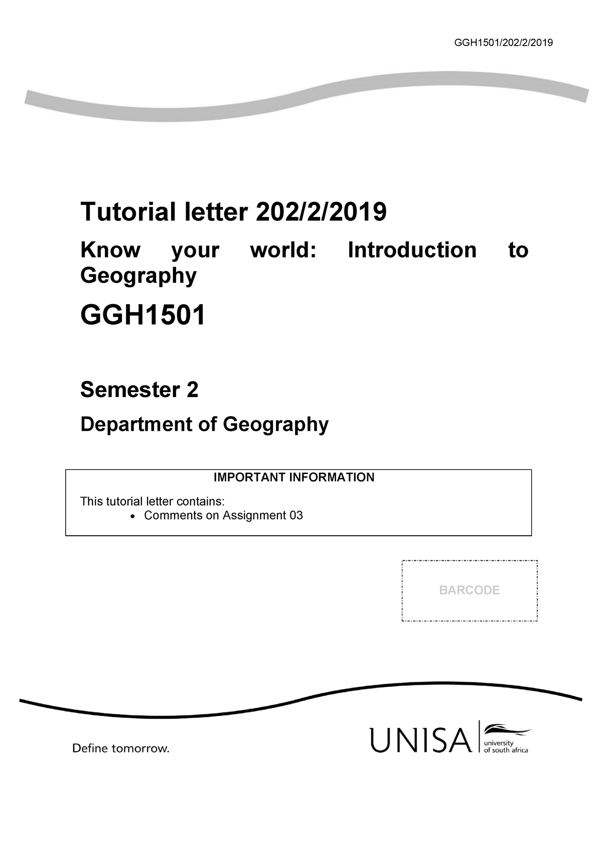 unisa assignment memos ggh1501