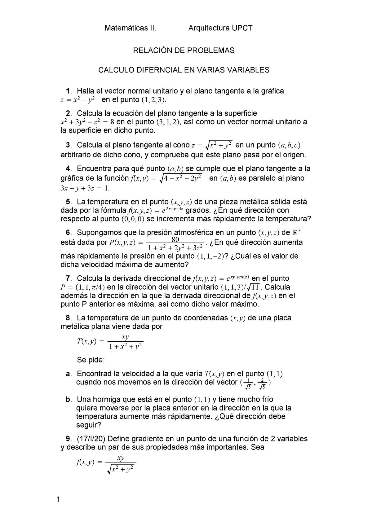 Problemas Tema 2 1 - Ejercicios Del Tema - Matemáticas II. Arquitectura ...