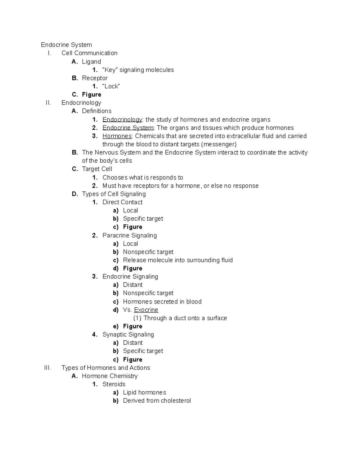 A&P II Exam 1 - Lecture notes 15-19 - Endocrine System I. Cell ...